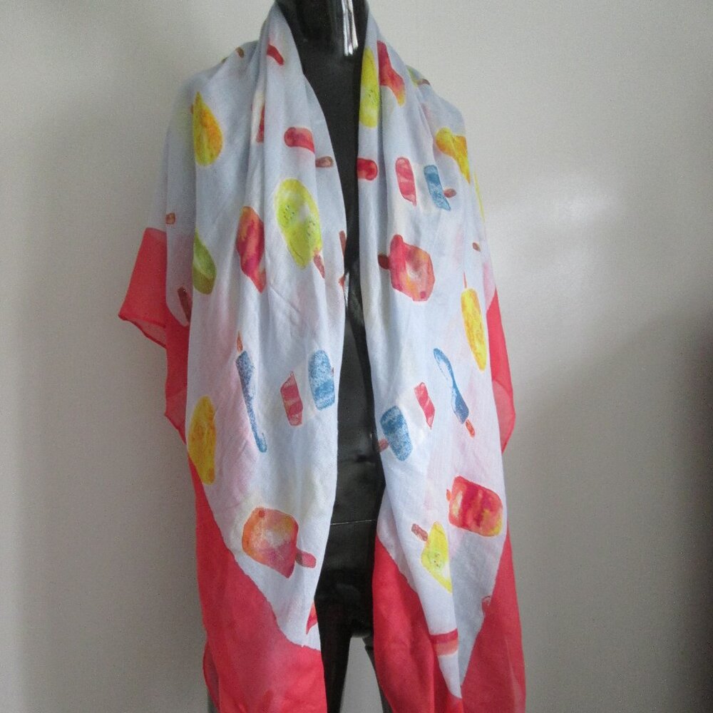 LOFT 100% Rayon 50 X 50 Fun Print Wrap Shawl